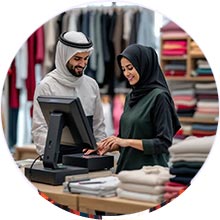OptaPOS software used in an abaya shop retail environment